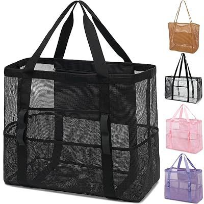 XL Sand-Free Mesh Beach Tote Bag - Large Capacity & Multi-Pocket
